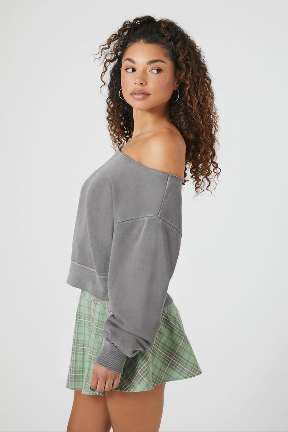 French Terry Off-the-Shoulder Pullover